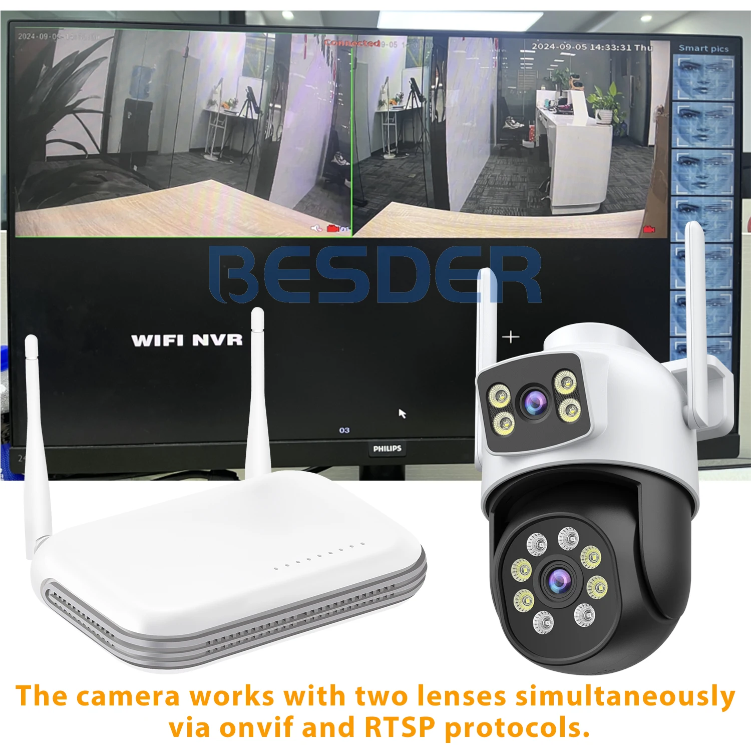 BESDER 15MP Wifi Camera Outdoor Dual Screen 10X Digital Zoom CCTV Video Surveillance Cam PTZ 8MP Security IP Camera O-Kam Pro BESDER 15MP Wifi Camera Outdoor Dual Screen 10X Digital Zoom CCTV Video Surveillance Cam PTZ 8MP Security IP Camera O-Kam Pro