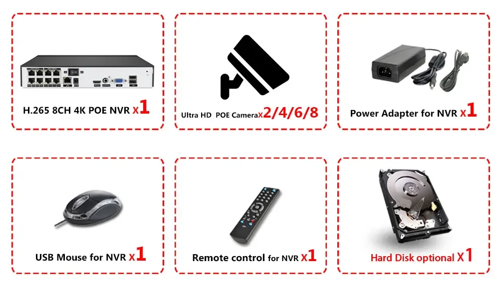 Tuya 8MP POE Network Surveillance Camera System Kit 4K 8CH NVR Kit Outdoor Waterproof Audio CCTV IP Dome Security Camera System