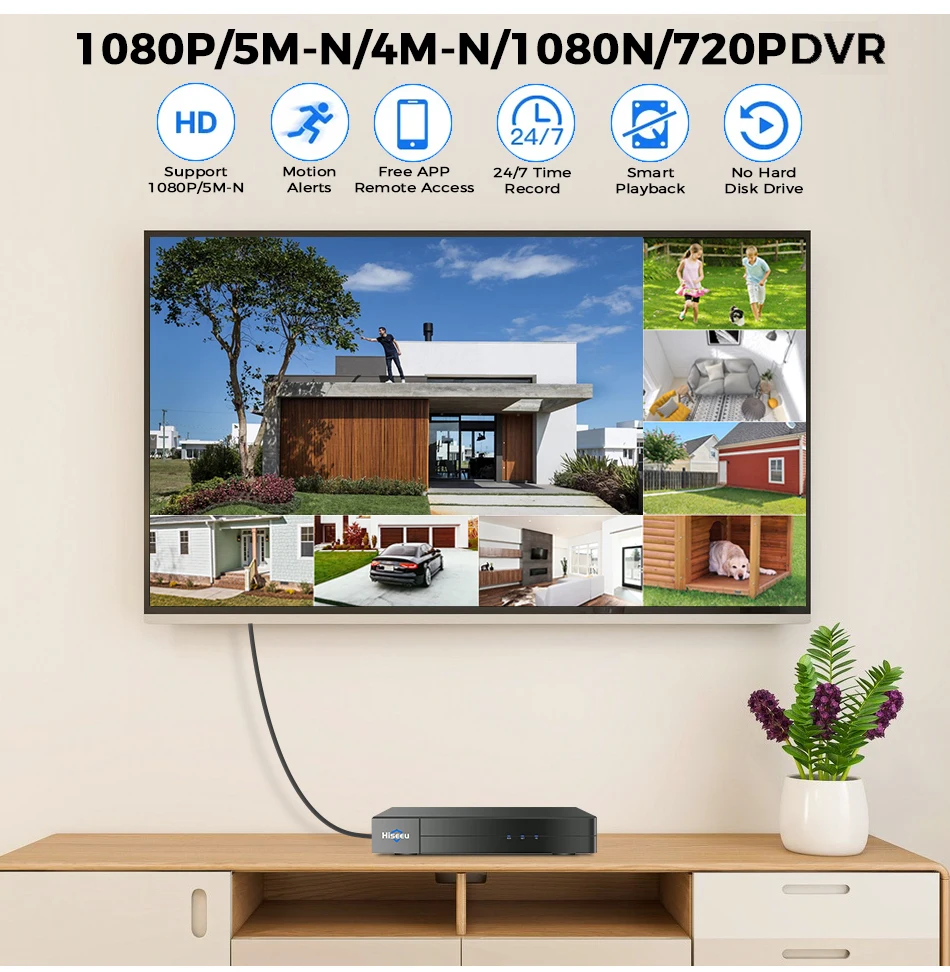 Hiseeu 8CH AHD Camera Security System Kits 5MP Home Surveillance Cameras DVR Set Face Detect Night Vision Guard Live APP