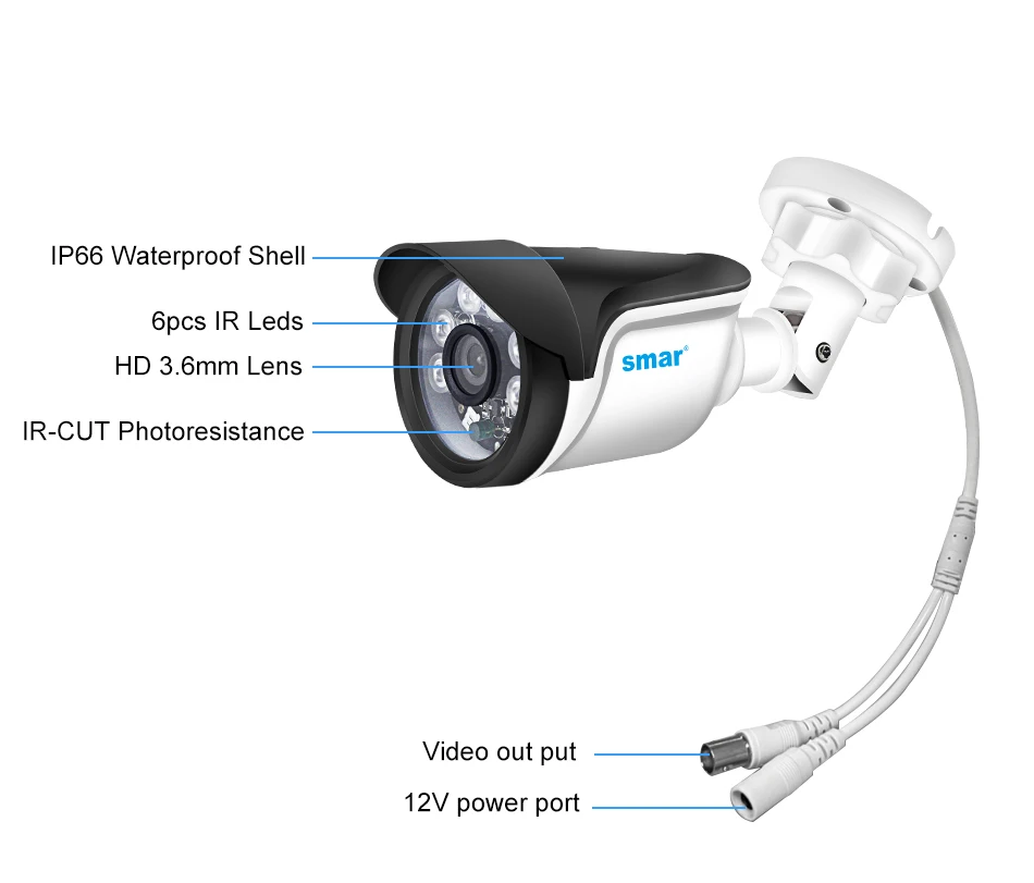 Smar 5MP Security Camera System Witth 18M Wired Cable Video Surveillance Kit Indoor Outdoor Waterproof CCTV Camera 5 in 1 DVR