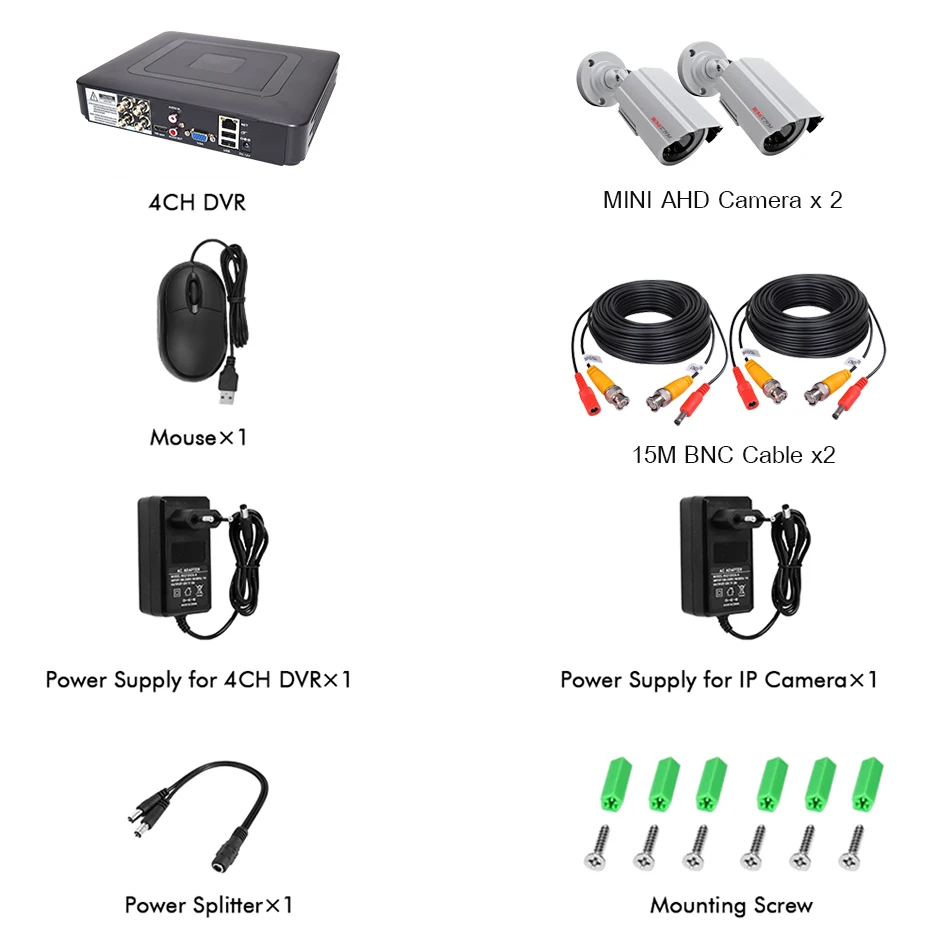 1080P 720P Security Camera System AHD Kit Video Surveillance 2MP/1MP Metal 2PCS Camera 4CH DVR Waterproof Night Vision CCTV Cam