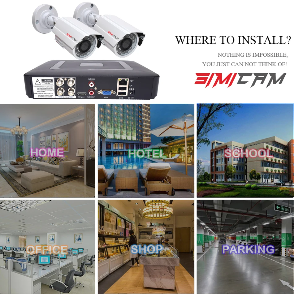 1080P 720P Security Camera System AHD Kit Video Surveillance 2MP/1MP Metal 2PCS Camera 4CH DVR Waterproof Night Vision CCTV Cam