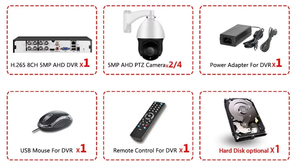 8CH Face Detection DVR 5MP System Kit AHD PTZ Camera Pan Tilt 38X Zoom Human Detection P2P Surveillance XMEYE Video Camera Set