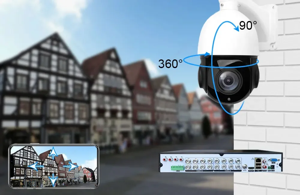 8CH Face Detection DVR 5MP System Kit AHD PTZ Camera Pan Tilt 38X Zoom Human Detection P2P Surveillance XMEYE Video Camera Set