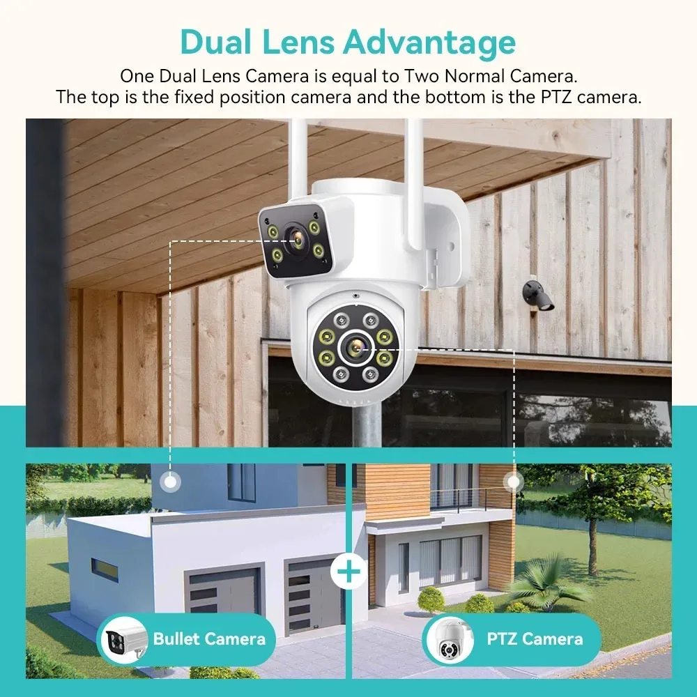 8MP CCTV System WiFi NVR Kit Security Tow Way Audio IP Cameras Wireless Dual Lens 8CH Video Surveillance Set iCSee XMeye