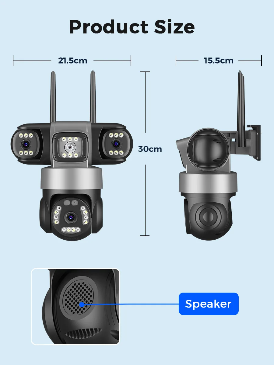 12MP Outdoors Wifi Camera 6K HD Triple Lens Triple Screens PTZ IP Security Camera Human Auto Tracking Waterproof CCTV Cam ICSEE