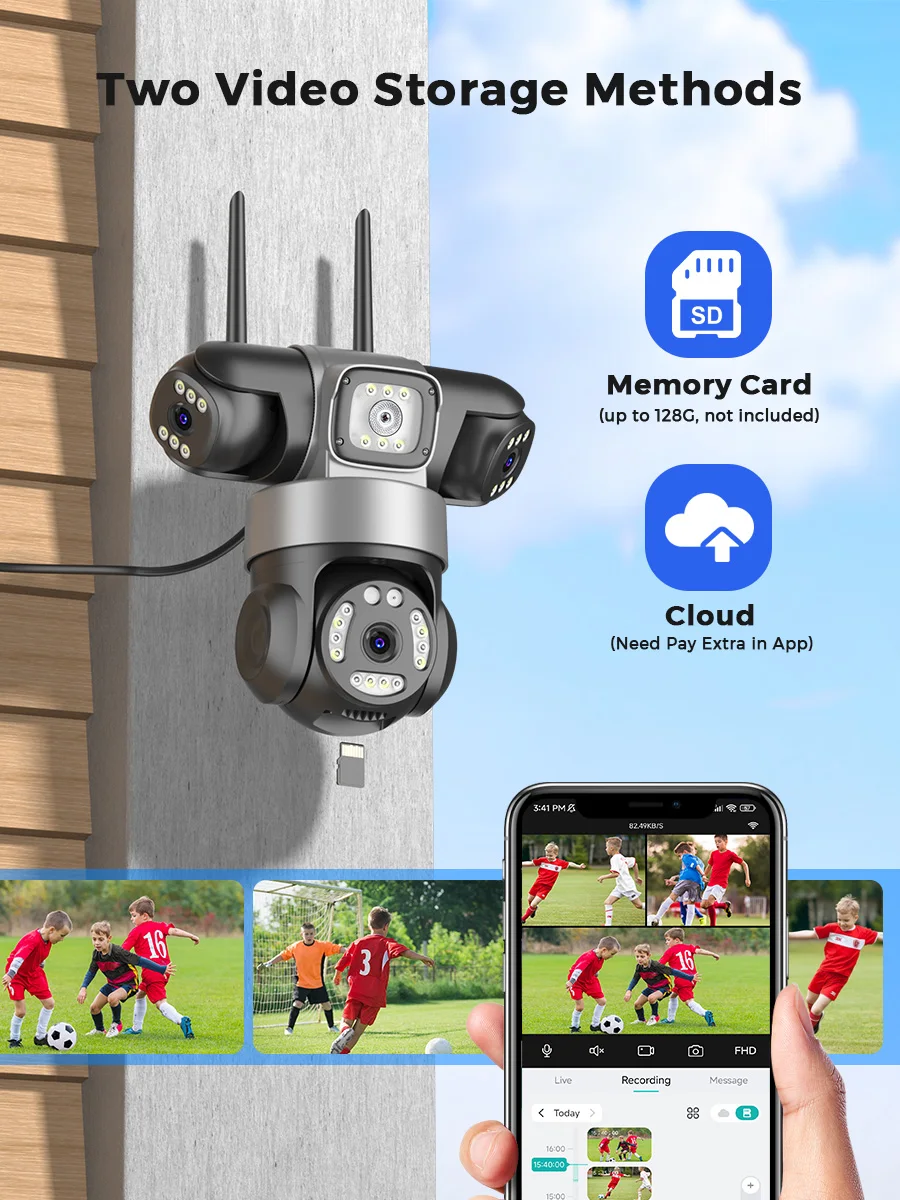 12MP Outdoors Wifi Camera 6K HD Triple Lens Triple Screens PTZ IP Security Camera Human Auto Tracking Waterproof CCTV Cam ICSEE