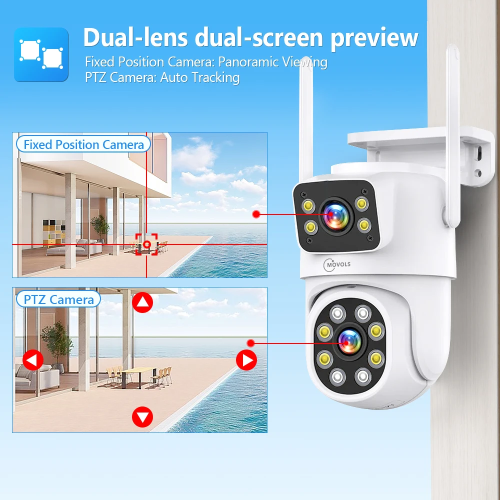 Movols H.265 3MP 5MP Wireless CCTV System Two Way Audio Waterproof PTZ WIFI IP Security Camera 10CH NVR Video Surveillance Kit