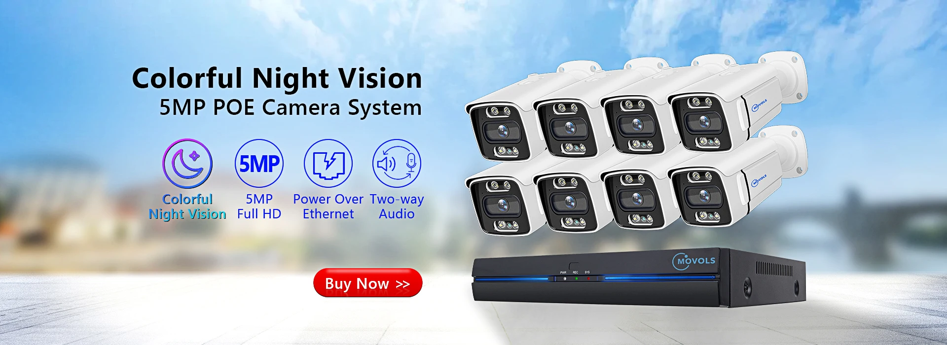 Movols H.265 3MP 5MP Wireless CCTV System Two Way Audio Waterproof PTZ WIFI IP Security Camera 10CH NVR Video Surveillance Kit