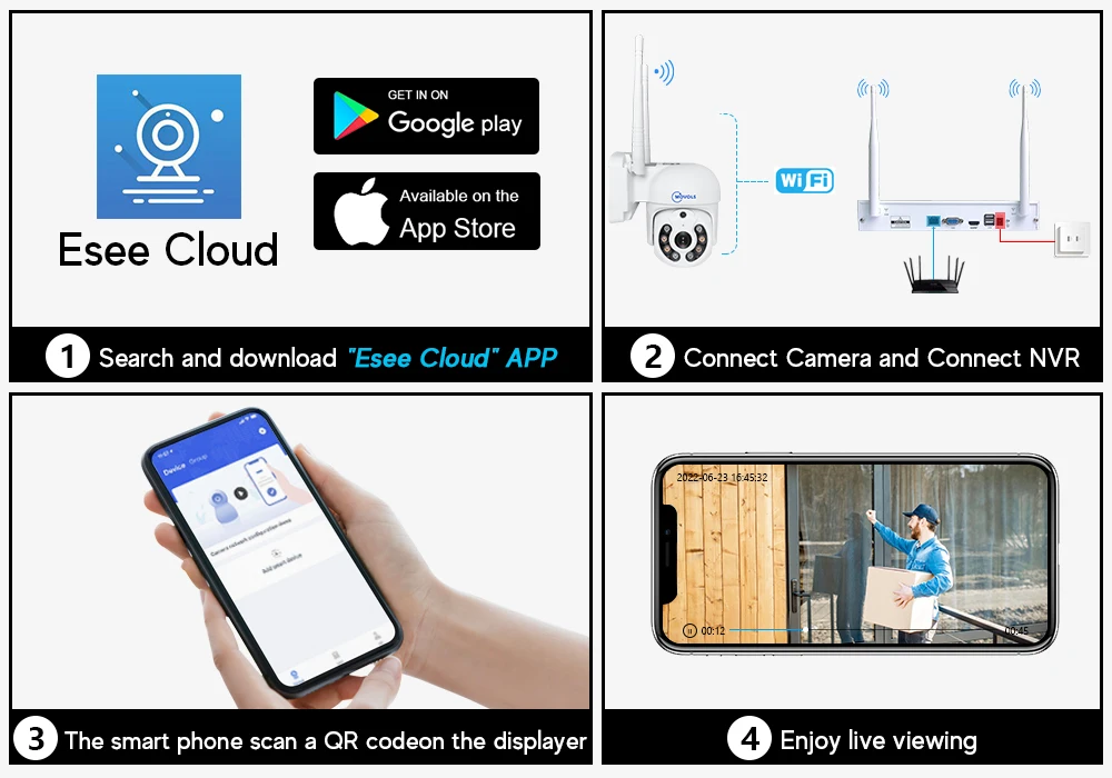 Movols H.265 3MP 5MP Wireless CCTV System Two Way Audio Waterproof PTZ WIFI IP Security Camera 10CH NVR Video Surveillance Kit
