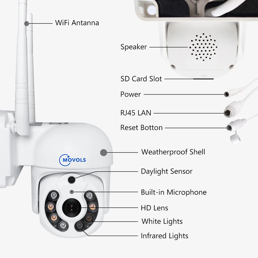 Movols H.265 3MP 5MP Wireless CCTV System Two Way Audio Waterproof PTZ WIFI IP Security Camera 10CH NVR Video Surveillance Kit