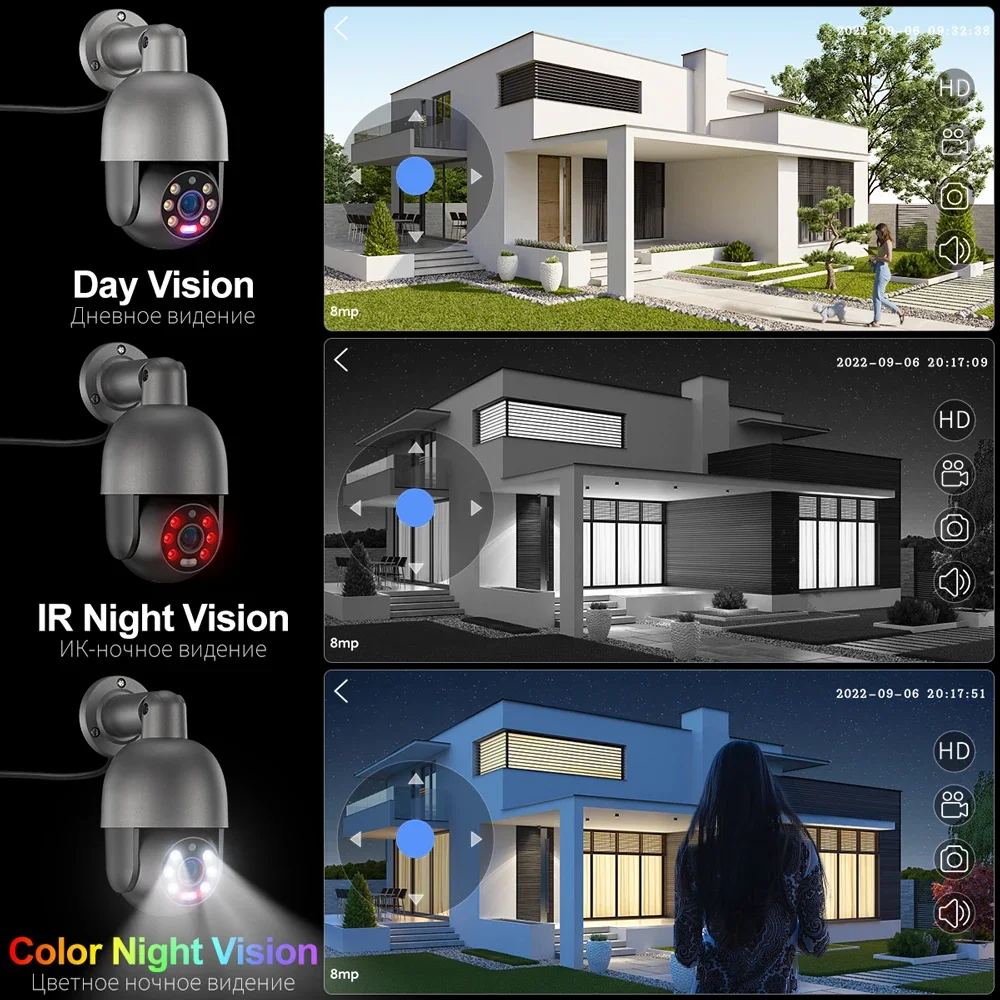 Techage H.265 8CH 5MP 8MP POE Smart Security PTZ Camera System Ultra HD Outdoor CCTV System Full Color Night Surveillance Kit