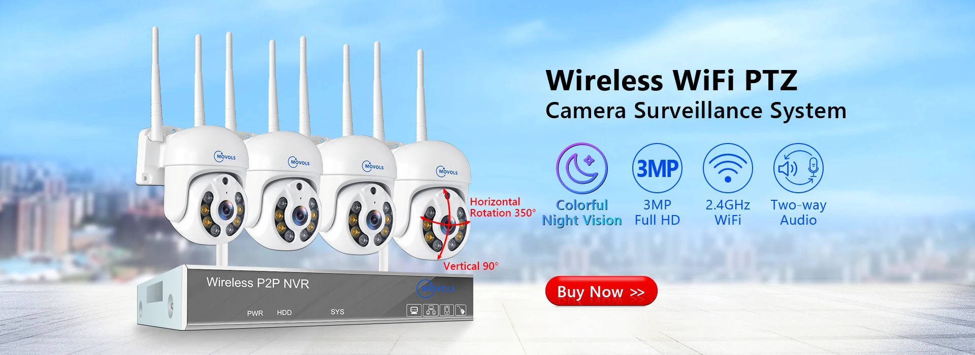 Movols 6MP XMEYE POE Surveillance System Dual Lens PTZ Two Way Audio POE Security Camera System 16CH NVR Video Surveillance Kit