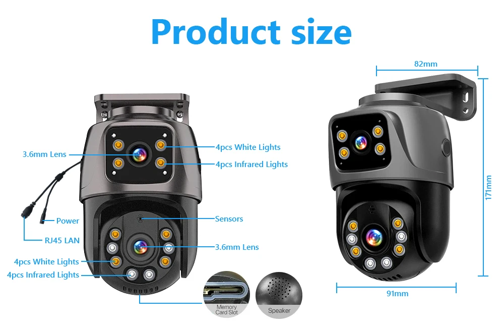 Movols 6MP XMEYE POE Surveillance System Dual Lens PTZ Two Way Audio POE Security Camera System 16CH NVR Video Surveillance Kit