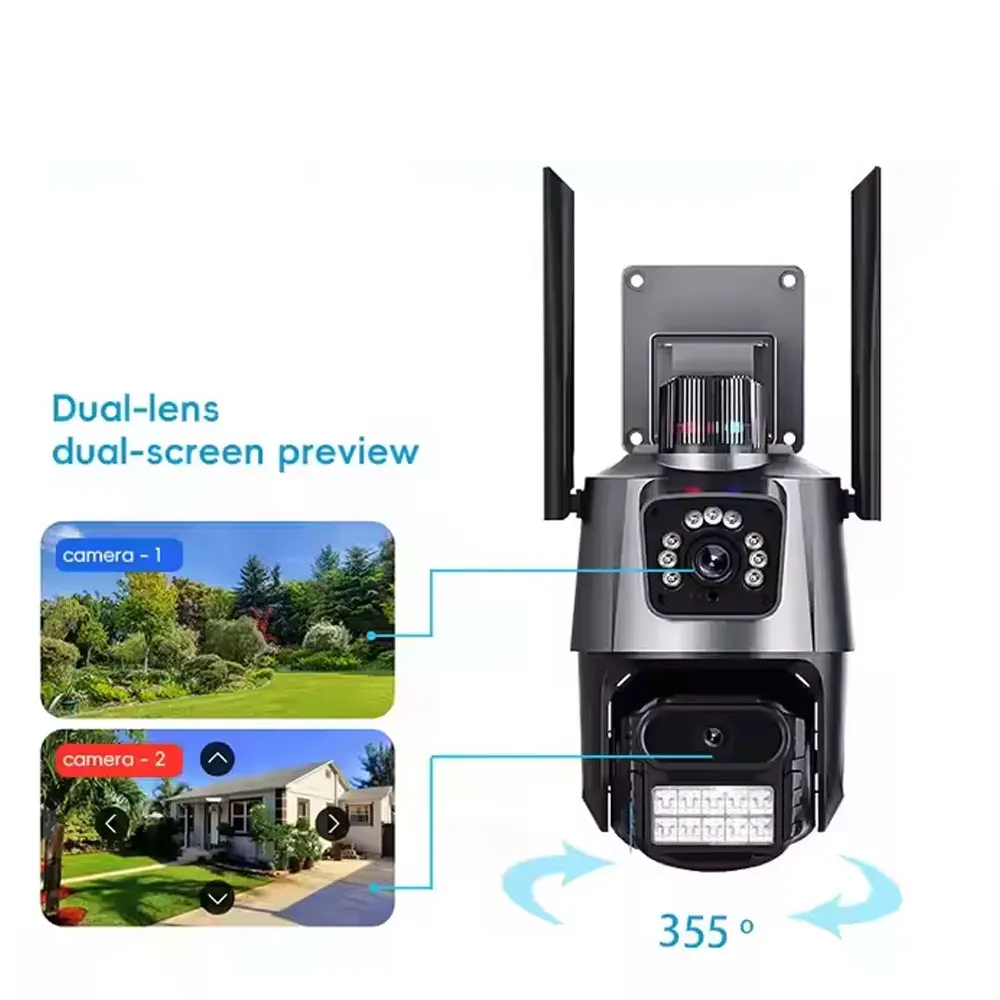 Icsee 8MP Outdoor PTZ Rotate Camera Wireless Security System Smart Wifi NVR Kit 4K Camera NVR Kit 8CH 5MP WiFi NVR