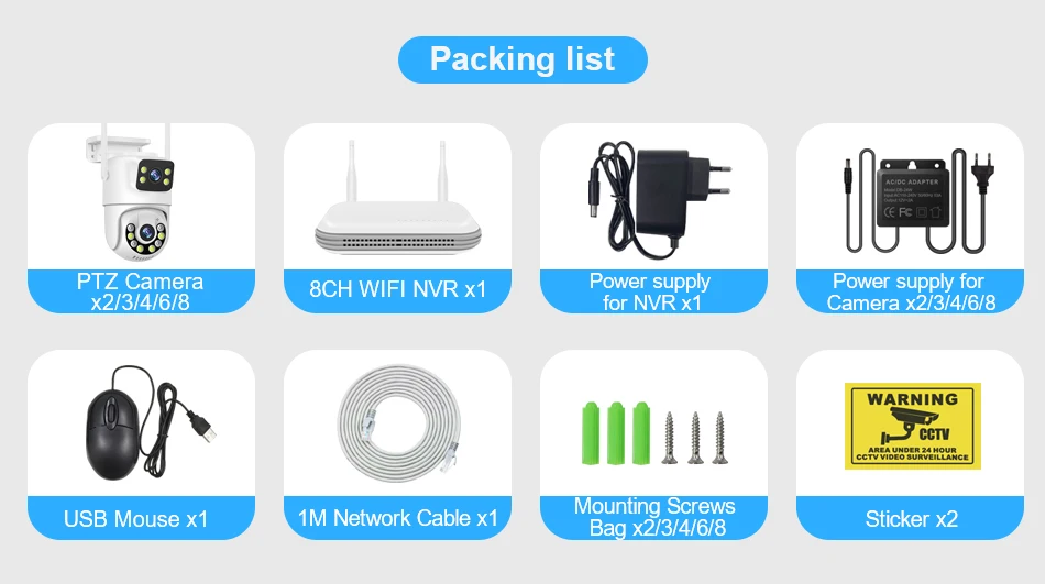 Smar Wireless CCTV System WiFi Camera Kit 6MP IP Cameras With Dual Lens Security Audio 8CH NVR Video Surveillance Set ICse