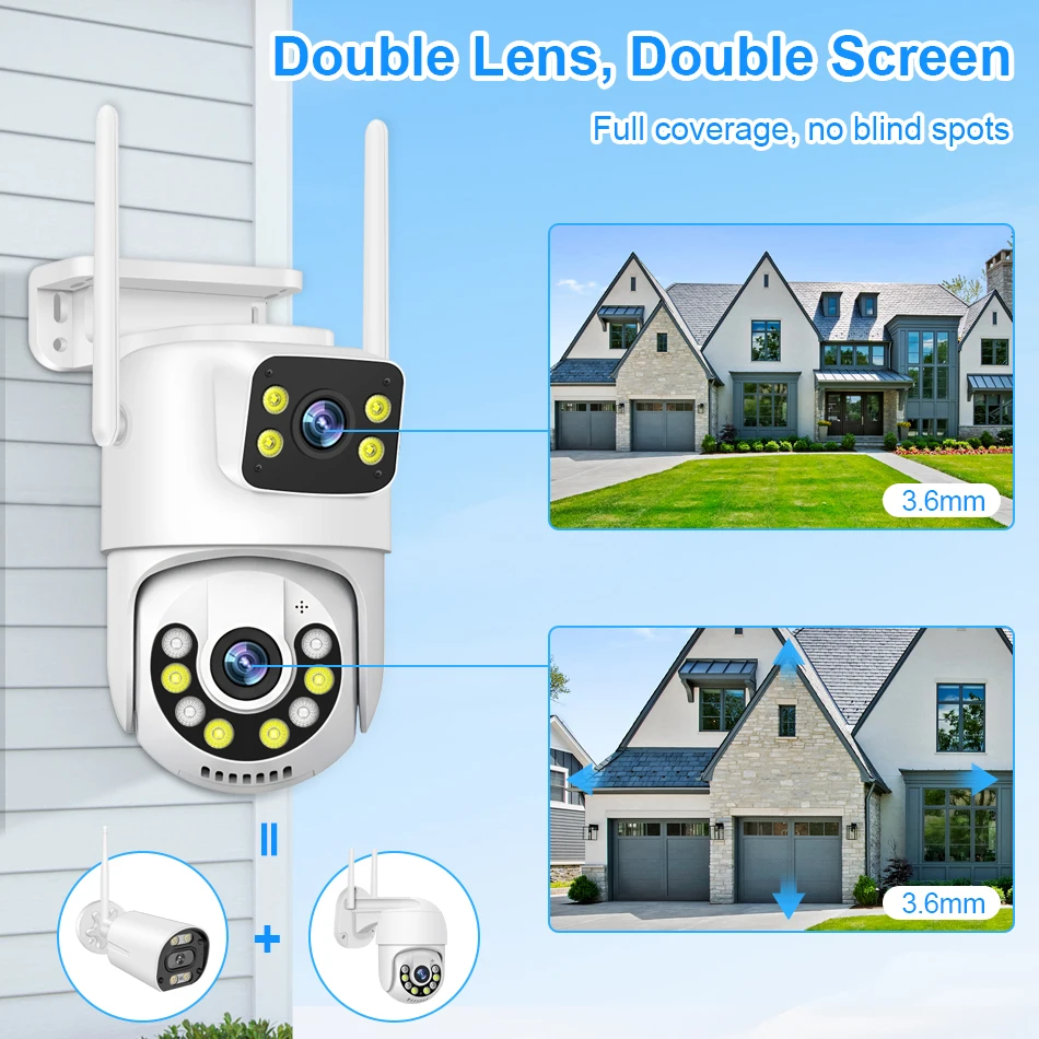 Smar Wireless CCTV System WiFi Camera Kit 6MP IP Cameras With Dual Lens Security Audio 8CH NVR Video Surveillance Set ICse