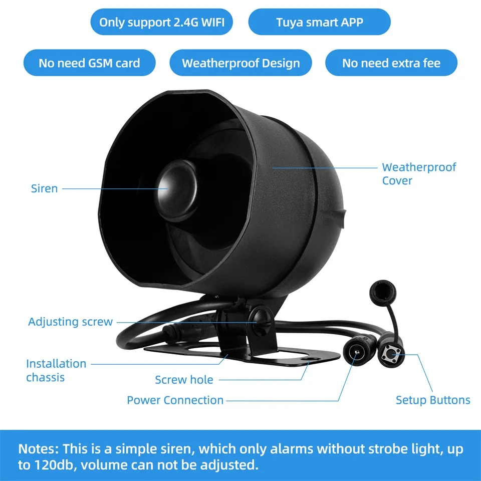 KERUI 120db Siren Alarm System WiFi Tuya Smart Speaker Alarm Kit with Motion Sensor Door Sensor for Home Security Protection