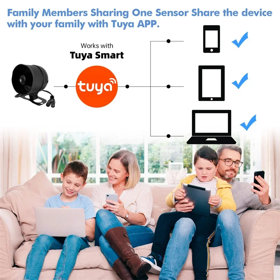 KERUI 120db Siren Alarm System WiFi Tuya Smart Speaker Alarm Kit with Motion Sensor Door Sensor for Home Security Protection