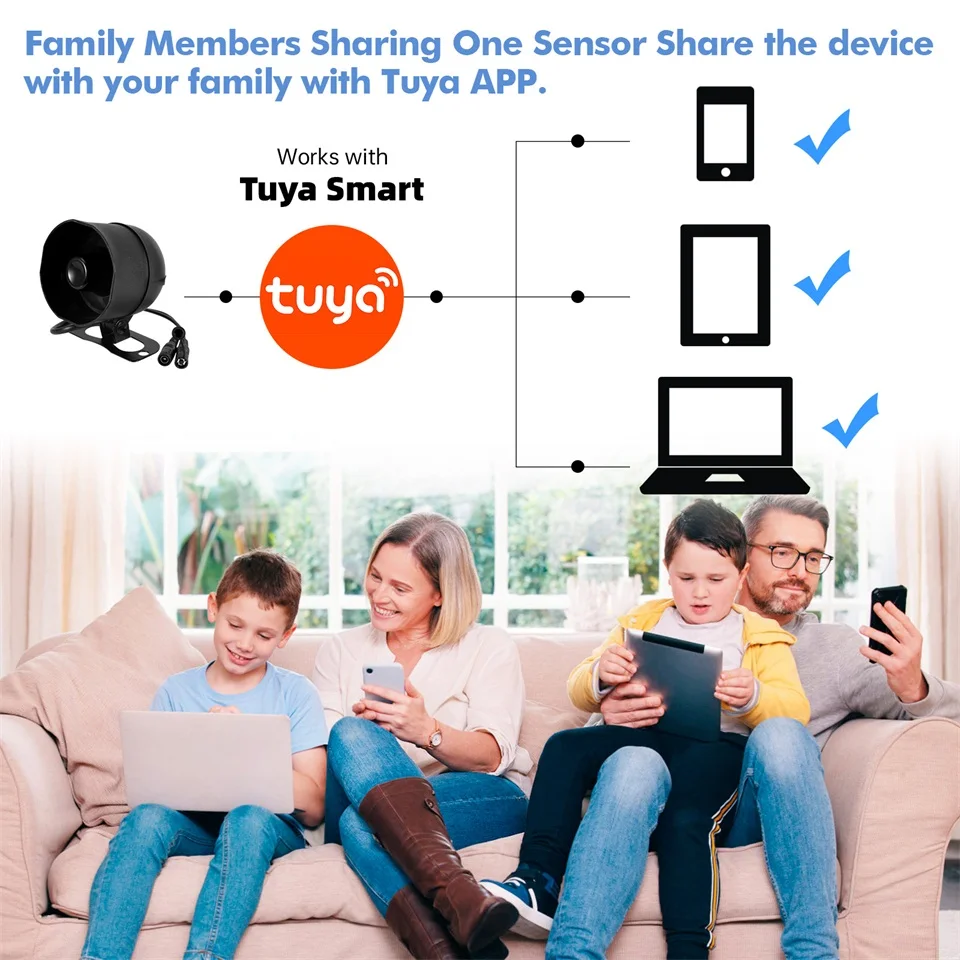 KERUI 120db Siren Alarm System WiFi Tuya Smart Speaker Alarm Kit with Motion Sensor Door Sensor for Home Security Protection