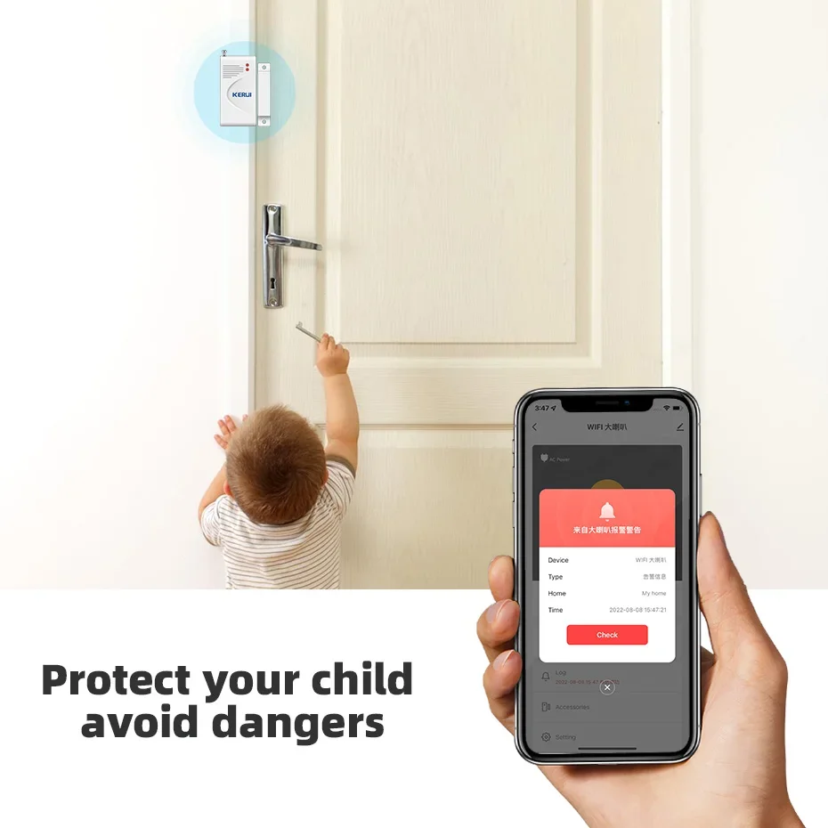 KERUI 120db Siren Alarm System WiFi Tuya Smart Speaker Alarm Kit with Motion Sensor Door Sensor for Home Security Protection