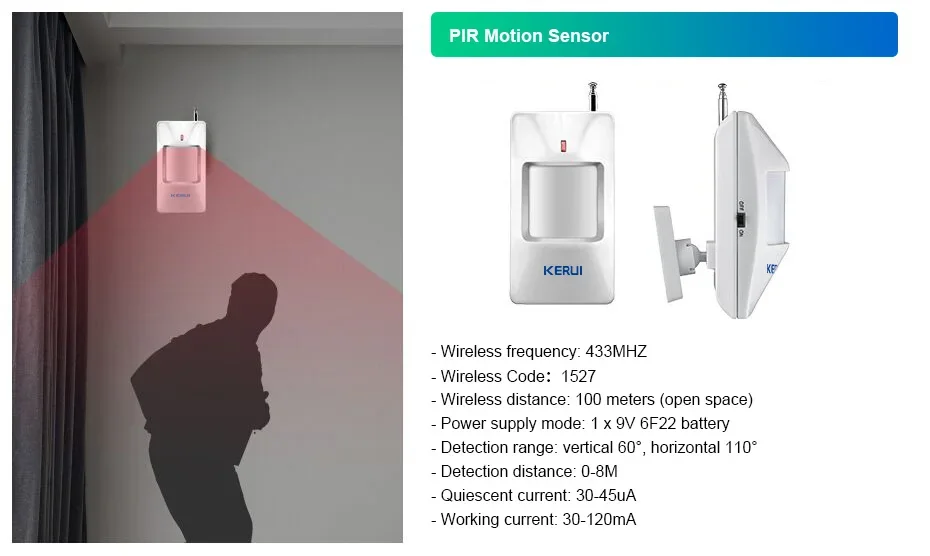 KERUI 120db Siren Alarm System WiFi Tuya Smart Speaker Alarm Kit with Motion Sensor Door Sensor for Home Security Protection