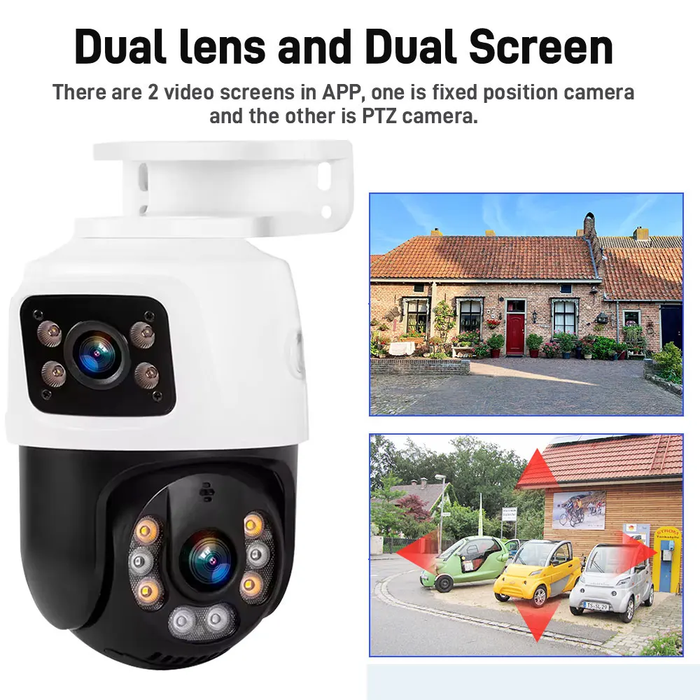 10CH 8MP 4K POE NVR Kit Dual Lens PTZ Two-Way Audio H.265 IP Security Camera System for Outdoor Video Surveillance XMeye