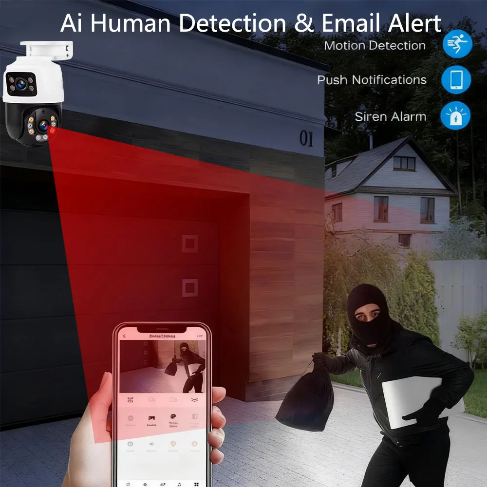 10CH 8MP 4K POE NVR Kit Dual Lens PTZ Two-Way Audio H.265 IP Security Camera System for Outdoor Video Surveillance XMeye