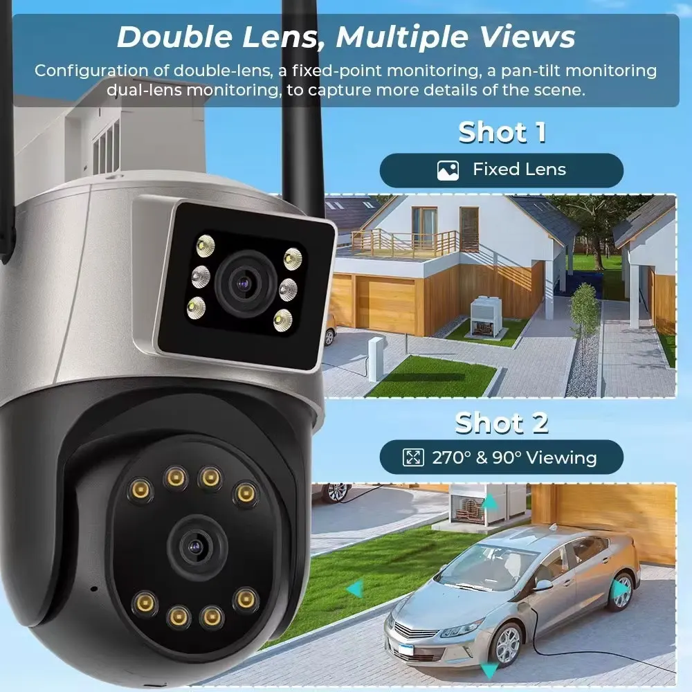 8MP 4K Wi-Fi Security Camera System 8CH NVR Kit Wireless Night Vision PTZ Two-Way Audio Indoor Outdoor CCTV Camera System ICSEE