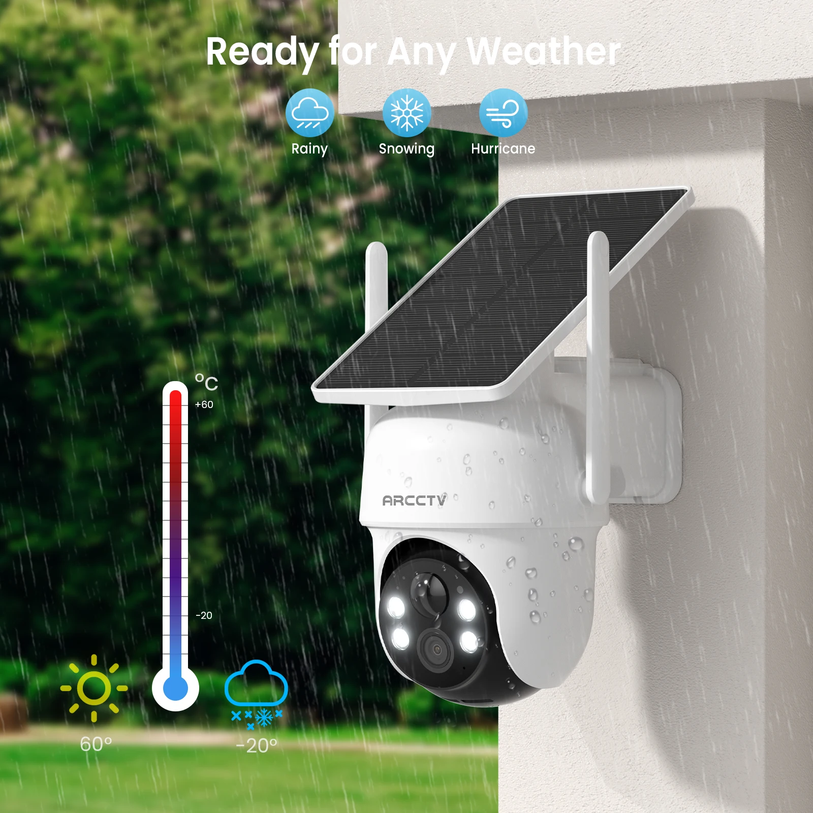 ARCCTV 4MP Wifi Solar Camera Kit Outdoor Wireless Security Surveillance Camera Set Siren Alarm Humanoid Detection Two Way Audio