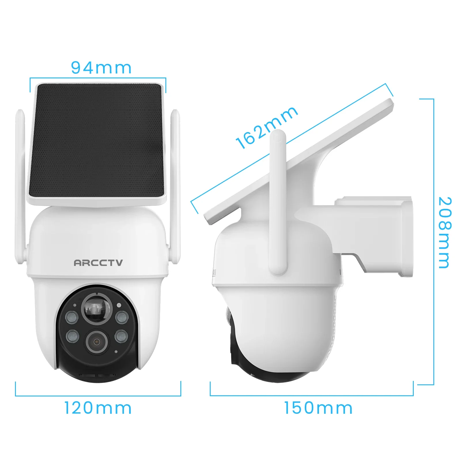 ARCCTV 4MP Wifi Solar Camera Kit Outdoor Wireless Security Surveillance Camera Set Siren Alarm Humanoid Detection Two Way Audio