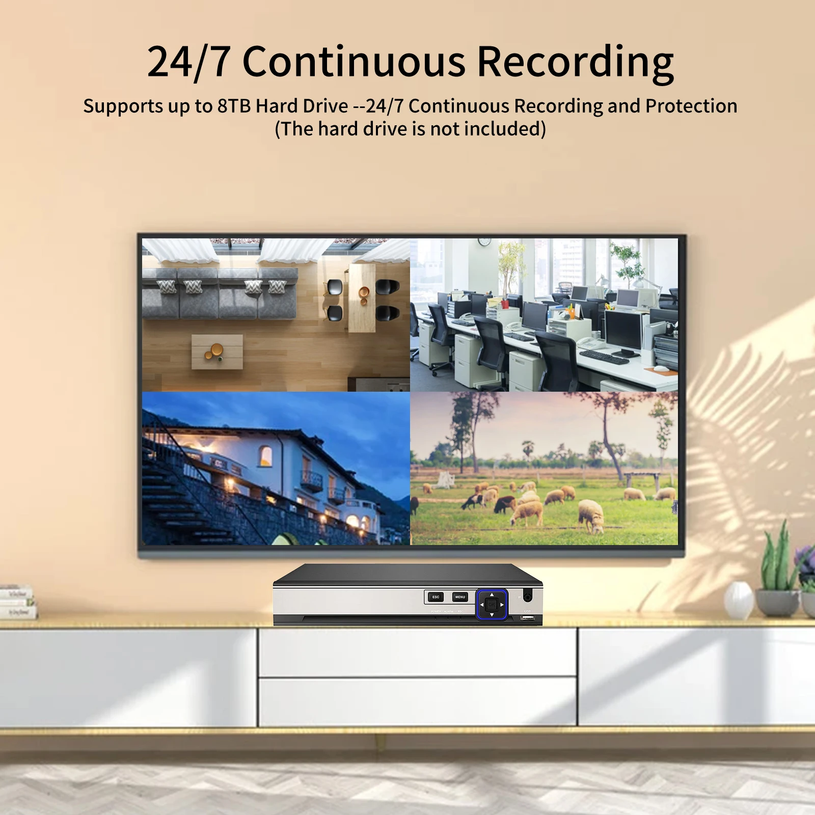 AZISHN Smart CCTV Security Camera System AI Face Detect Outdoor Video surveillance suite Two-Way Audio 4K 8MP POE NVR 10CH