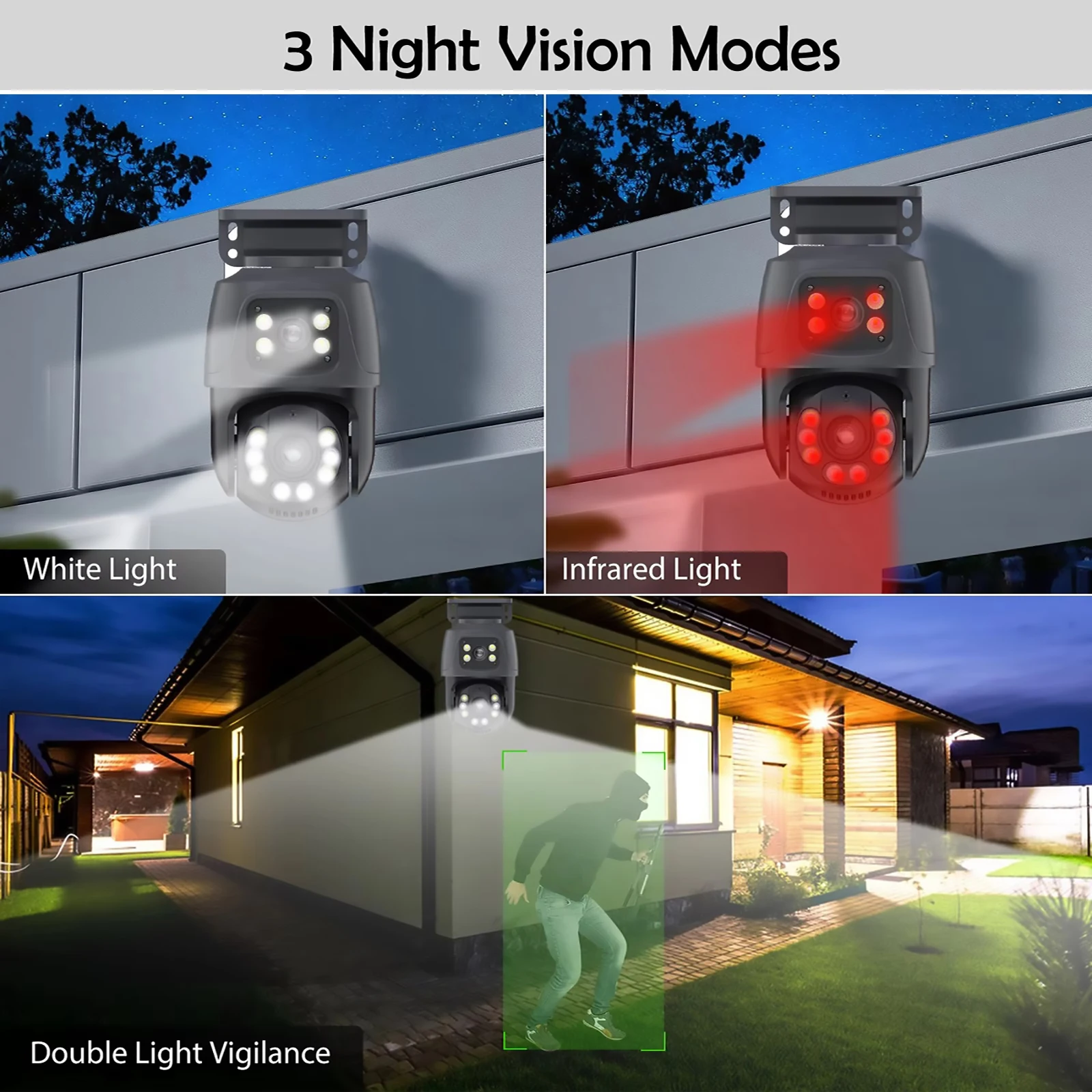 Gadinan Outdoor PTZ NVR Security Video Surveillance Kit 6MP POE Dual Lens Security Camera Set Two Way Audio Surveillance System