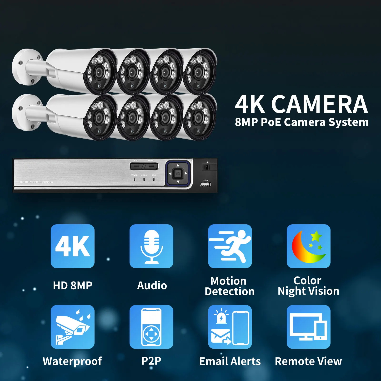 Gadinan 4K Security Camera System Ultra HD 8MP POE NVR Audio Face Detect Color Night Vision CCTV Video Kit Surveillance Set Gadinan 4K Security Camera System Ultra HD 8MP POE NVR Audio Face Detect Color Night Vision CCTV Video Kit Surveillance Set