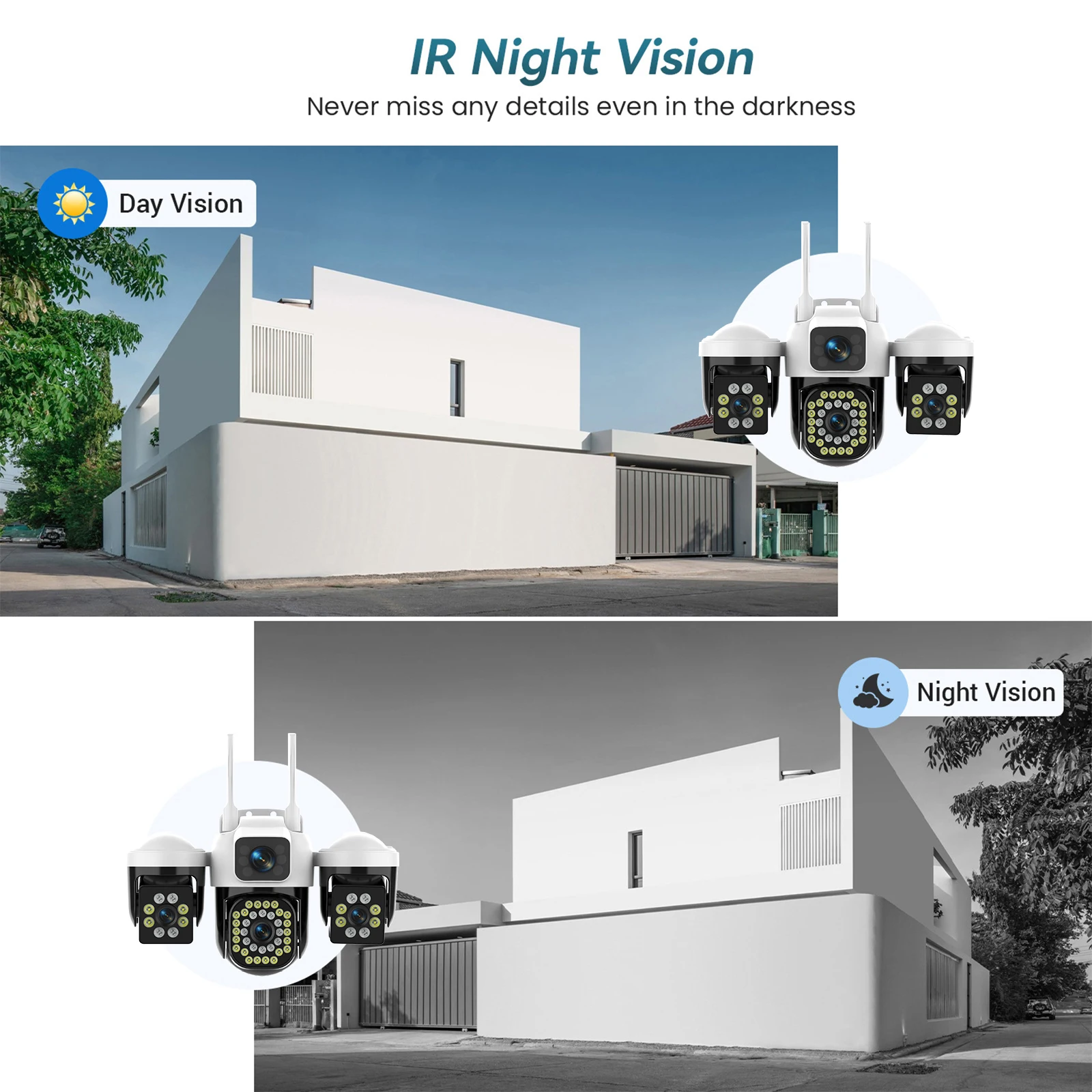 15MP 8K WiFi IP Camera 3 Lens 3 Screens Surveillance PTZ Camera IP Outdoor Waterproof  Auto Tracking  Security CCTV Cam YOOSEE