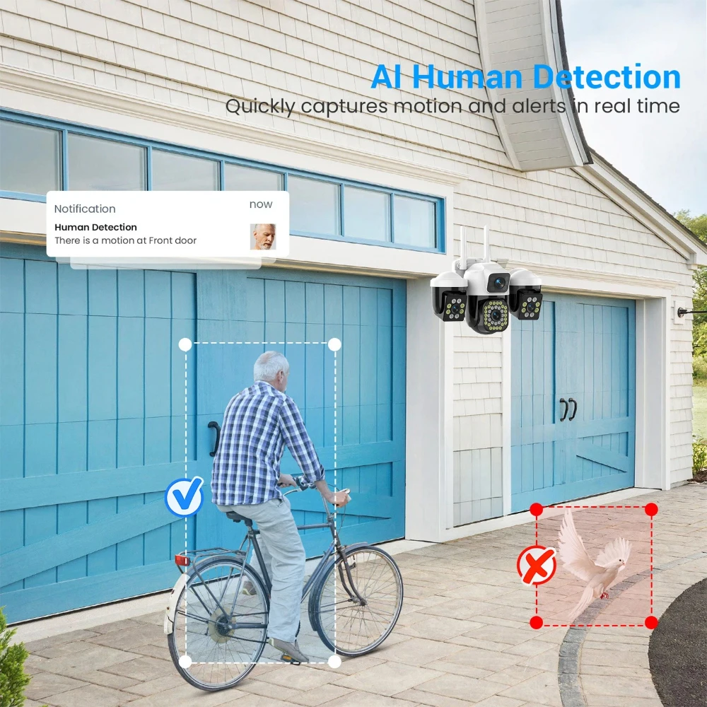 15MP 8K WiFi IP Camera 3 Lens 3 Screens Surveillance PTZ Camera IP Outdoor Waterproof  Auto Tracking  Security CCTV Cam YOOSEE