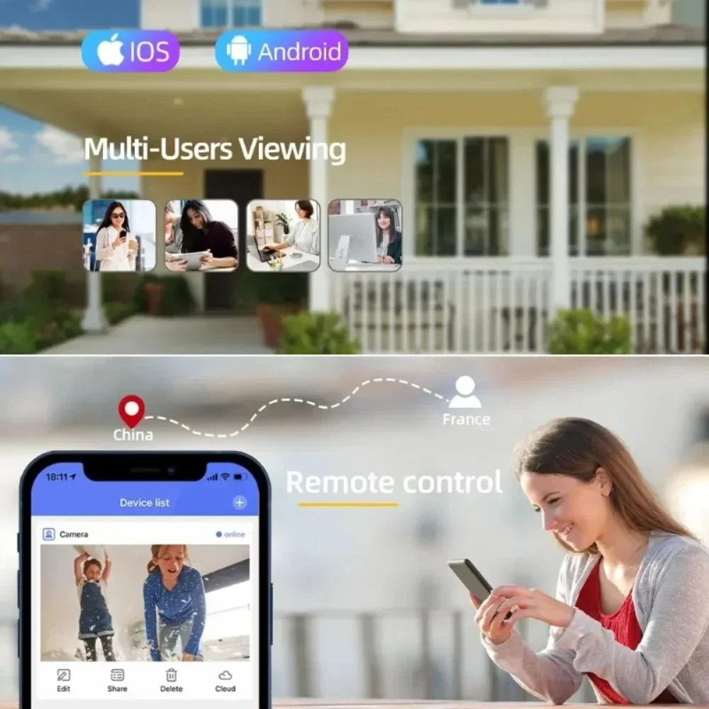 15MP 8K WiFi IP Camera 3 Lens 3 Screens Surveillance PTZ Camera IP Outdoor Waterproof  Auto Tracking  Security CCTV Cam YOOSEE