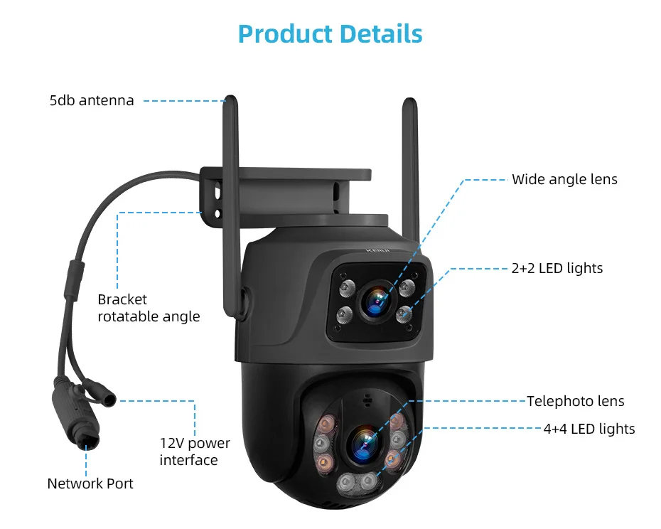 KERUI Wireless 6MP Dual Lens WIFI IP Camera 8CH NVR 7-inch LCD Screen Video Recorder  Home Security Camera System Surveillance