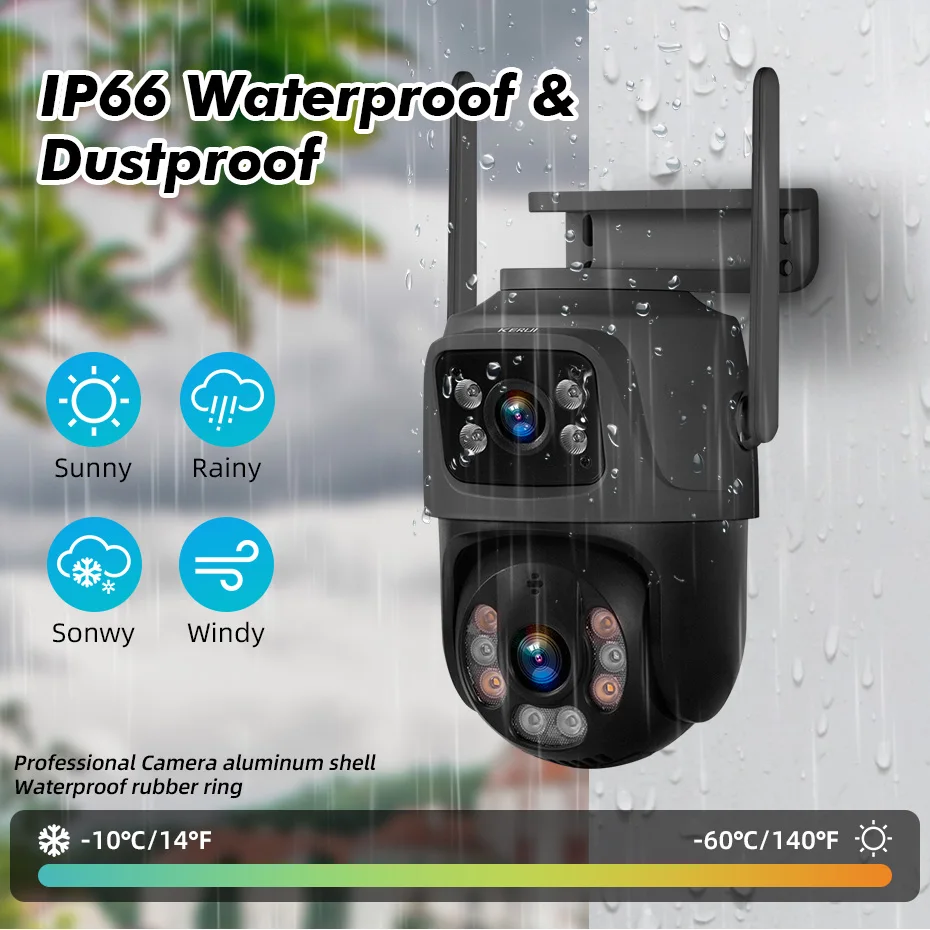 KERUI Wireless 6MP Dual Lens WIFI IP Camera 8CH NVR 7-inch LCD Screen Video Recorder  Home Security Camera System Surveillance