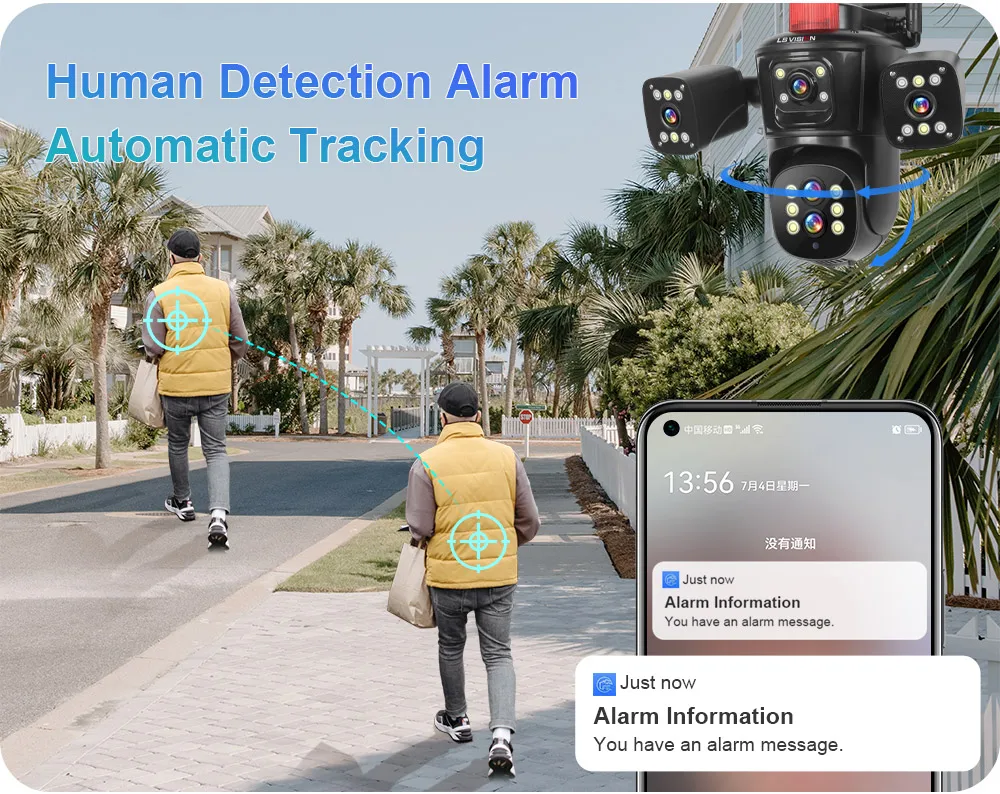 LS VISION 20MP Wifi Surveillance Camera 10X Zoom 4*Screens Outdoor Wireless Security Cameras 10k Human Detection Auto Tracking