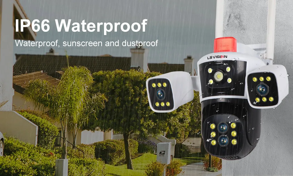 LS VISION 20MP Wifi Surveillance Camera 10X Zoom 4*Screens Outdoor Wireless Security Cameras 10k Human Detection Auto Tracking