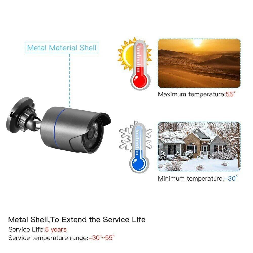 AZISHN 4K 8MP Video Surveillance Set 8CH POE NVR kit AI Human Detection IP Camera Indoor Outdoor Audio Recorder Security System