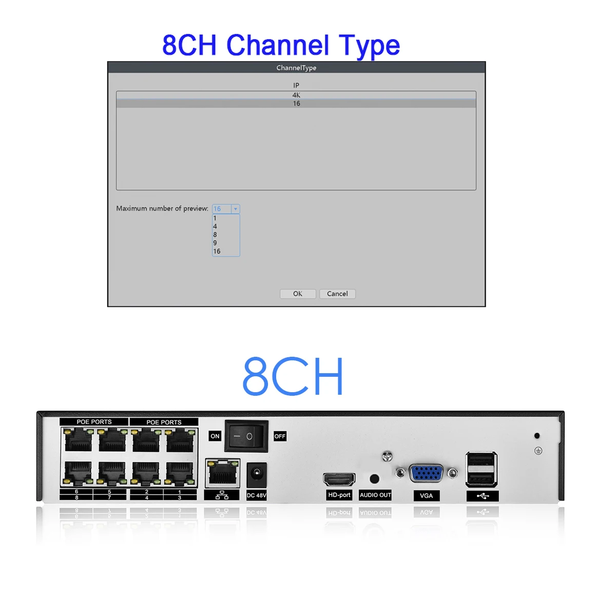 AZISHN 4K 8MP Video Surveillance Set 8CH POE NVR kit AI Human Detection IP Camera Indoor Outdoor Audio Recorder Security System