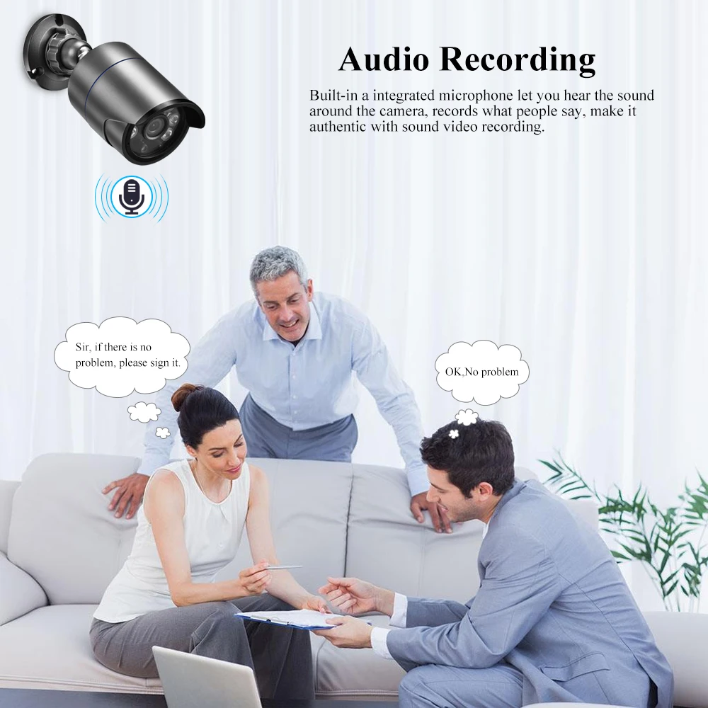 AZISHN 4K 8MP Video Surveillance Set 8CH POE NVR kit AI Human Detection IP Camera Indoor Outdoor Audio Recorder Security System