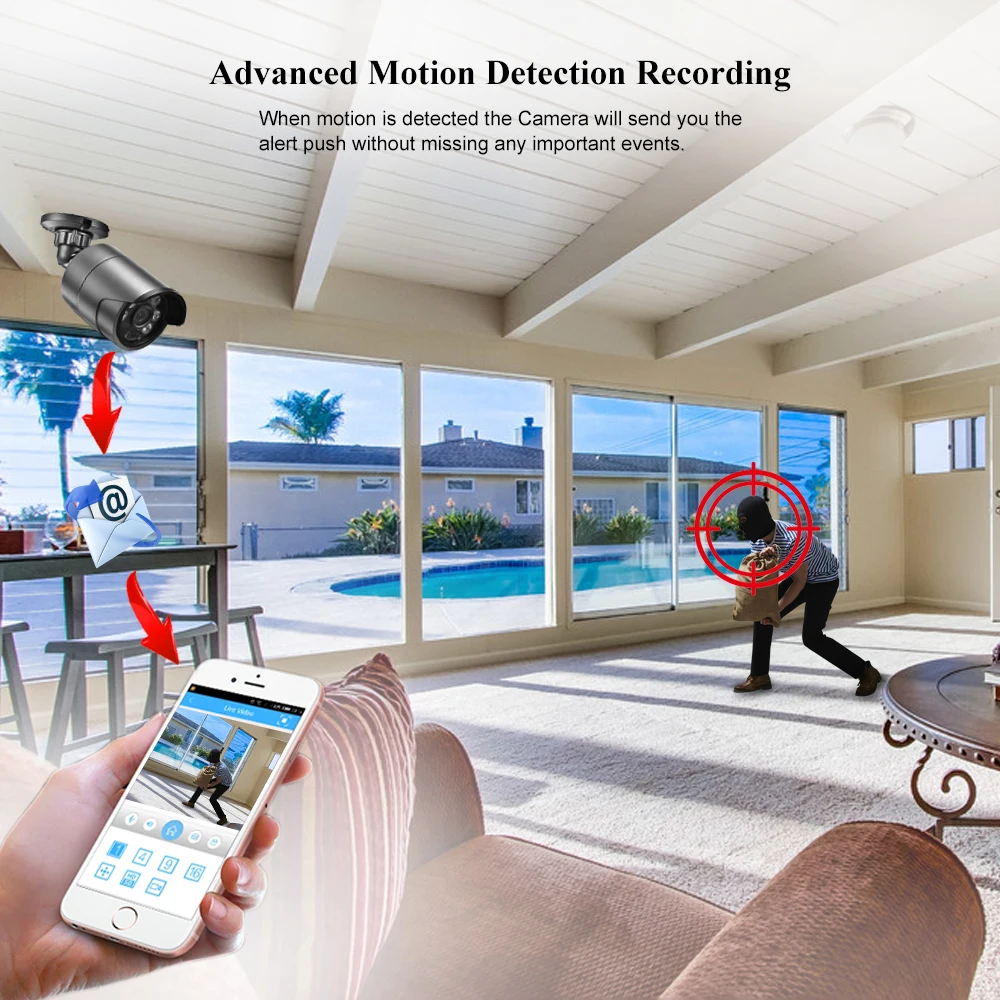 AZISHN 4K 8MP Video Surveillance Set 8CH POE NVR kit AI Human Detection IP Camera Indoor Outdoor Audio Recorder Security System