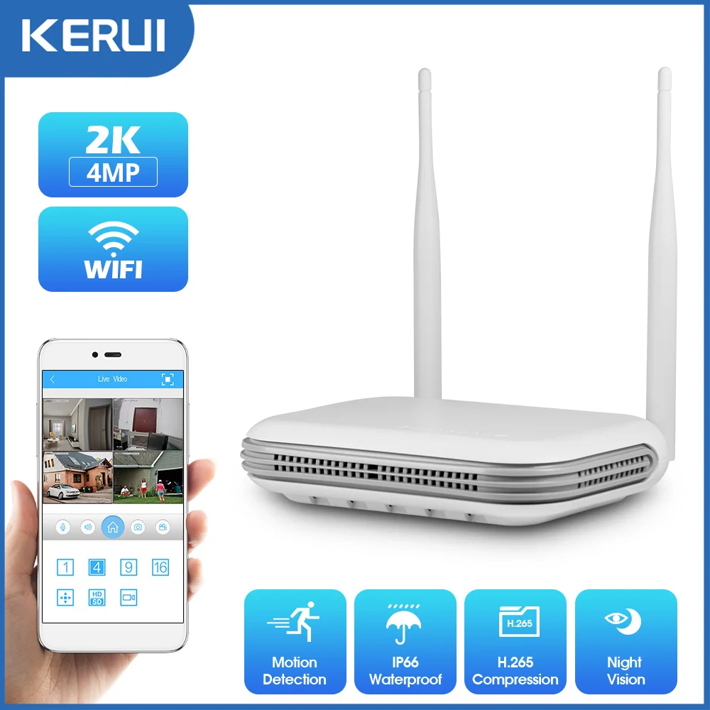 KERUI 2K 3K 4MP 8CH NVR WIFI Onvif Network Video Surveillance 8 Channel Recorder For Wireless Security Camera System