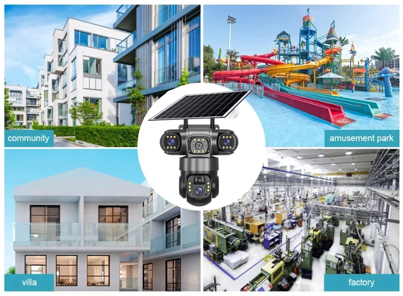 15MP 8K 3 Lens solar security cameras wifi outdoor Waterproof PIR Night Vision Two-Way Audio Mobile Tracking Security IP Cameras