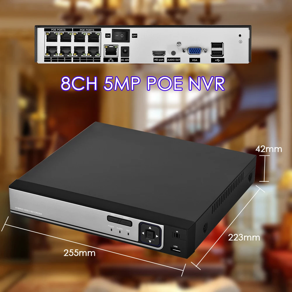 Gadinan 8CH 5MP NVR 3MP Camera CCTV Security Kit System POE Audio Record Dome Outdoor IP Camera P2P Video Surveillance Set