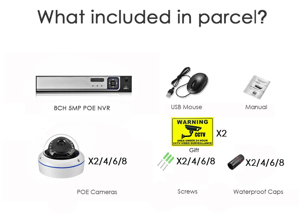 Gadinan 8CH 5MP NVR 3MP Camera CCTV Security Kit System POE Audio Record Dome Outdoor IP Camera P2P Video Surveillance Set