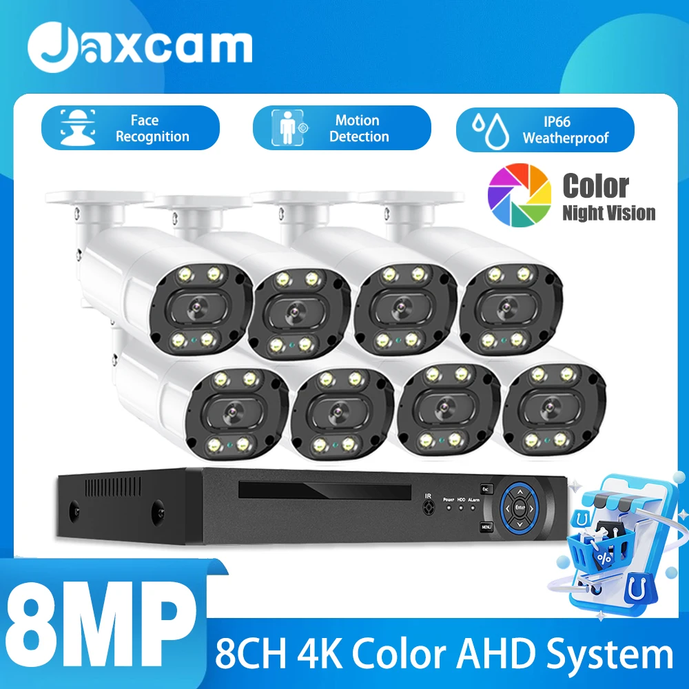 Color Night Vision 4K AHD DVR Kit 8CH 8MP Audio Recording Security Camera System XMEYE CCTV IP Bullet Camera Video Surveillance